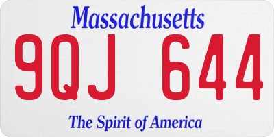 MA license plate 9QJ644
