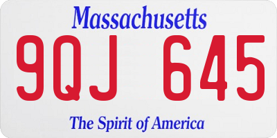 MA license plate 9QJ645
