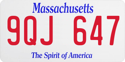 MA license plate 9QJ647