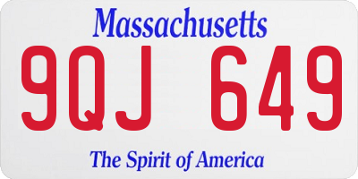MA license plate 9QJ649