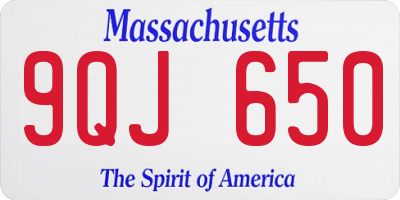 MA license plate 9QJ650