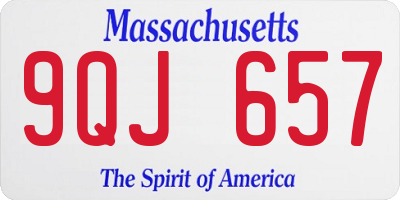 MA license plate 9QJ657