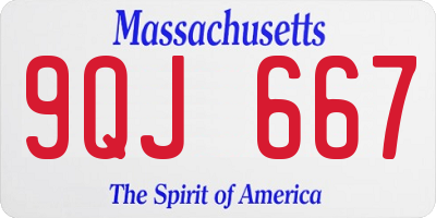 MA license plate 9QJ667