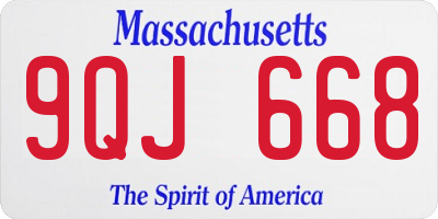 MA license plate 9QJ668