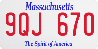 MA license plate 9QJ670