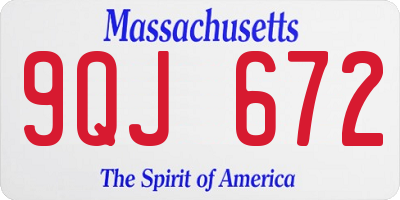 MA license plate 9QJ672