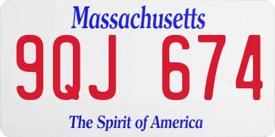 MA license plate 9QJ674