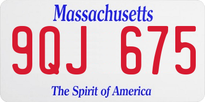 MA license plate 9QJ675