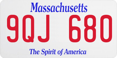 MA license plate 9QJ680