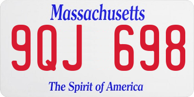 MA license plate 9QJ698
