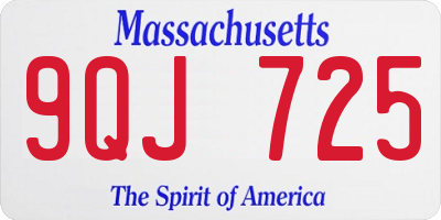 MA license plate 9QJ725