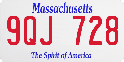 MA license plate 9QJ728