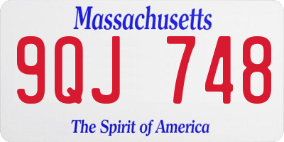 MA license plate 9QJ748