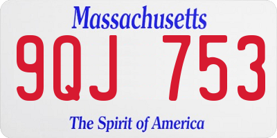 MA license plate 9QJ753