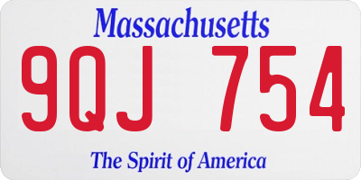 MA license plate 9QJ754