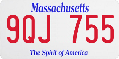 MA license plate 9QJ755