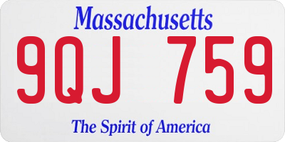 MA license plate 9QJ759