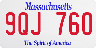 MA license plate 9QJ760