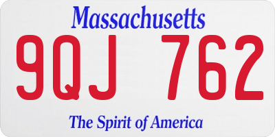 MA license plate 9QJ762