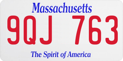 MA license plate 9QJ763
