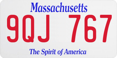 MA license plate 9QJ767
