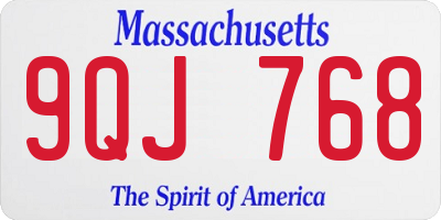 MA license plate 9QJ768