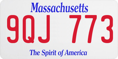 MA license plate 9QJ773
