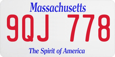 MA license plate 9QJ778