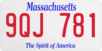 MA license plate 9QJ781