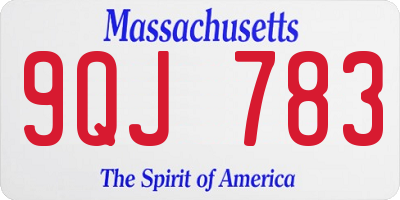 MA license plate 9QJ783