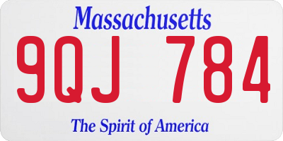 MA license plate 9QJ784