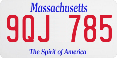 MA license plate 9QJ785
