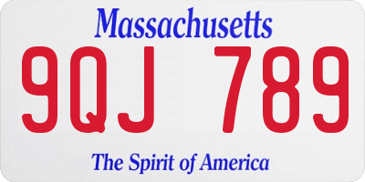 MA license plate 9QJ789