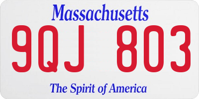 MA license plate 9QJ803