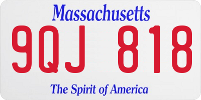 MA license plate 9QJ818
