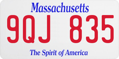 MA license plate 9QJ835