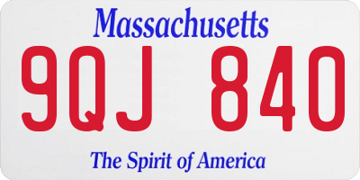 MA license plate 9QJ840
