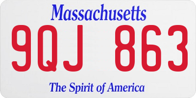 MA license plate 9QJ863