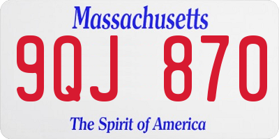 MA license plate 9QJ870