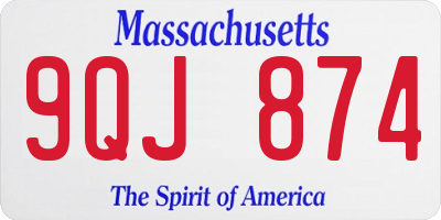 MA license plate 9QJ874