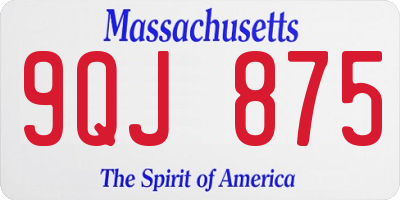 MA license plate 9QJ875