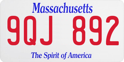 MA license plate 9QJ892