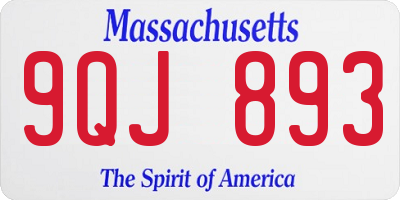 MA license plate 9QJ893