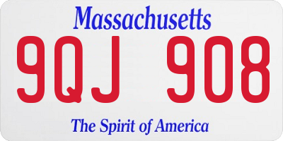 MA license plate 9QJ908