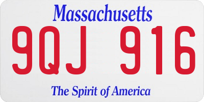 MA license plate 9QJ916