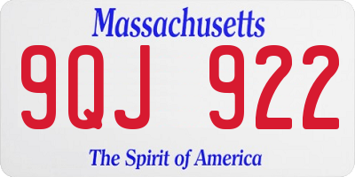 MA license plate 9QJ922