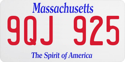 MA license plate 9QJ925