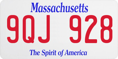 MA license plate 9QJ928