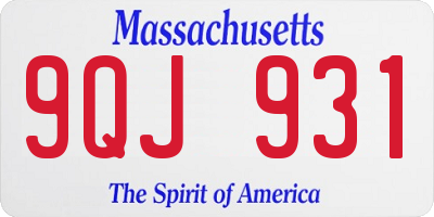 MA license plate 9QJ931