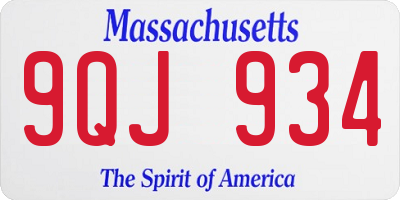 MA license plate 9QJ934